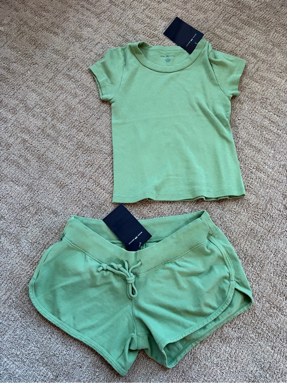 NWT Brandy Melville Viral Matcha T-Shirt and Shorts Set One Size